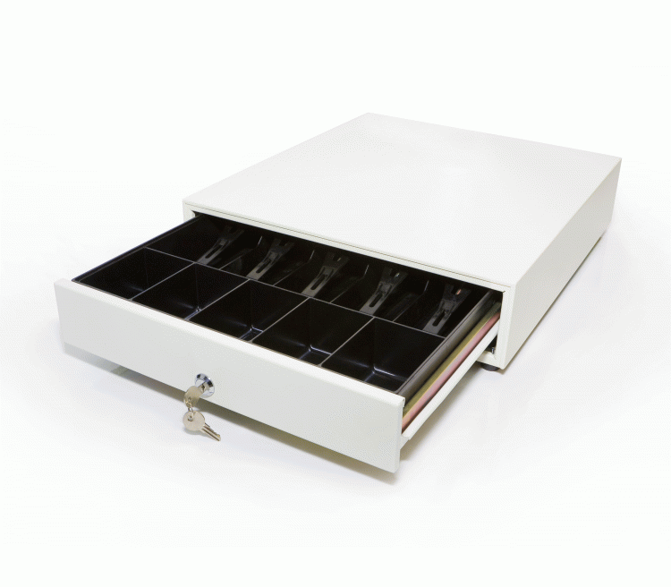 Денежный ящик ШТРИХ CD с э/м замком белый артикул 0021-713 белый